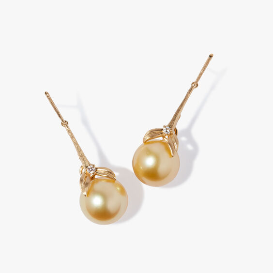 Tulips 18ct Yellow Gold South Sea Golden Pearl Earrings